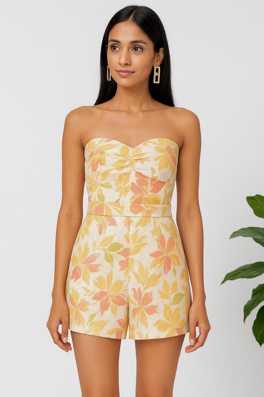 Strapless Floral Romper